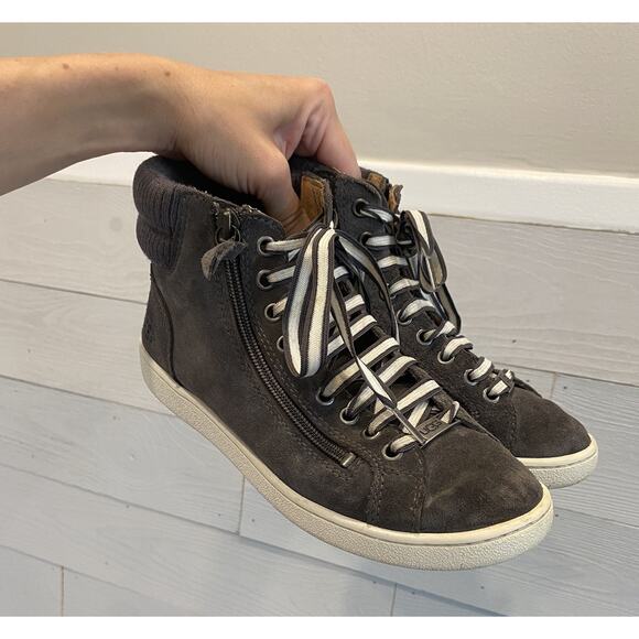Ugg Shoes Womens Size 7 Gray Olive Trainer Casual Suede High Top Basic Sneakers - Picture 5 of 13